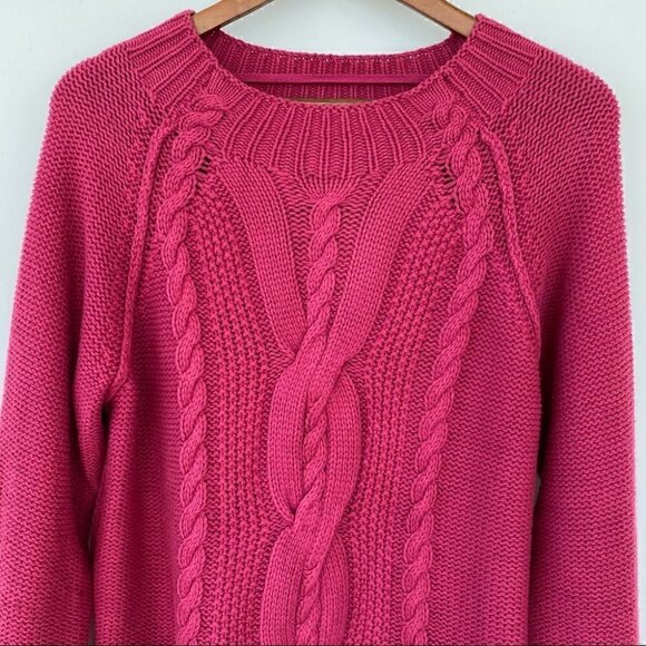 J. Jill  cable knit sweater with raglan sleeves and mock turtleneck, NWT - Picture 4 of 11